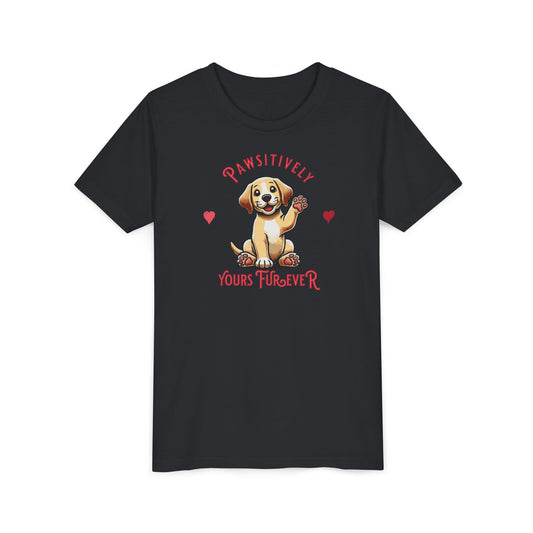 PAWSitively Yours FURever Golden Retriever Cartoon Youth Tee